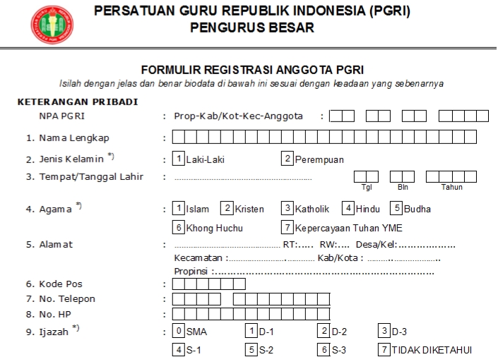 Pendaftaran PGRI Kab. Luwu Utara - Persatuan Guru Republik Indonesia Cabang Kab. Luwu Utara